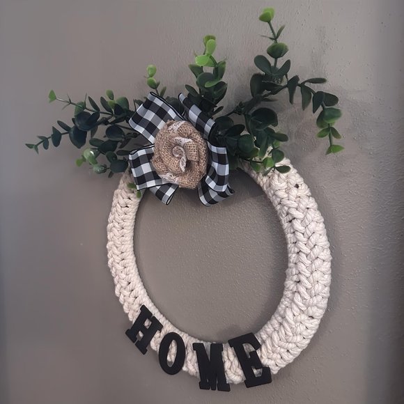 New Handmade Modern Farmhouse "HOME" 10" Wreath - Picture 4 of 6